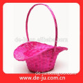 Red Dying Bamboo Long Handle Handicraft Basket